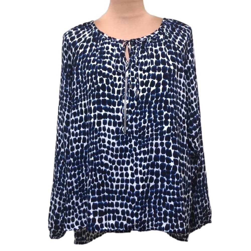 NWOT MICHAEL Michael Kors Blouse Size 12 Blue Leopard Print